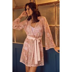 Anthropologie Pink Lace Robe